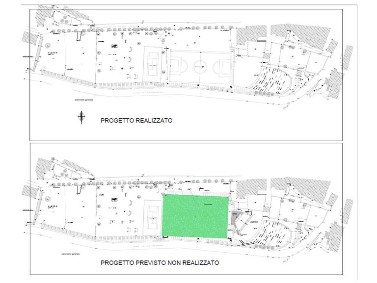 Planimetria generale delle parti realizzate e non realizzate. Disegno tecnico