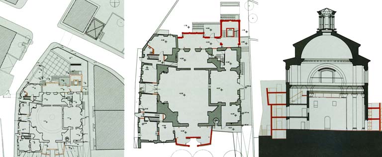 Planimetria, pianta, sezione con indicazione dell'intervento
