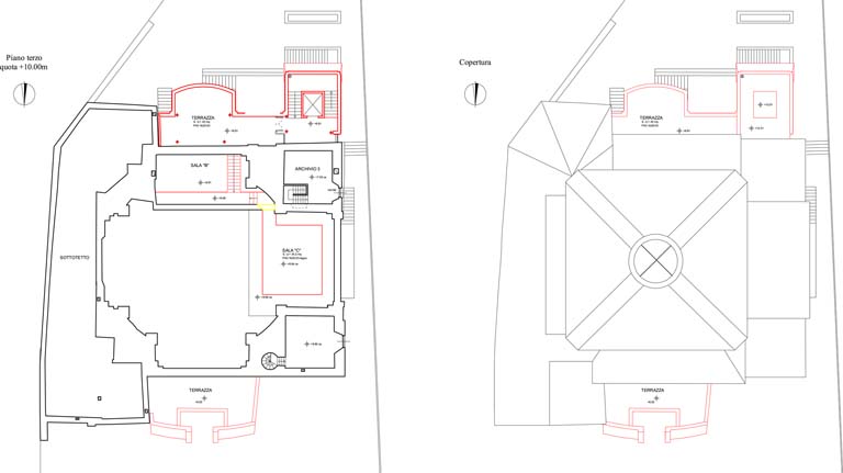 Pianta terzo piano a quota +10.00 e copertura