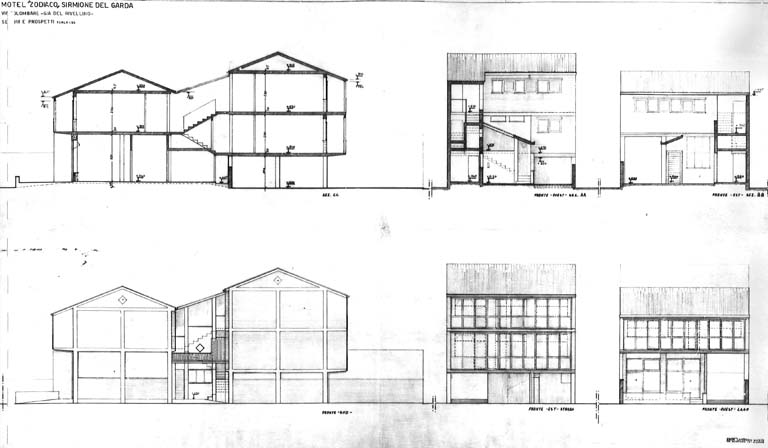 Prospetti e sezioni. Copia xerografica impaginata su cartoncino