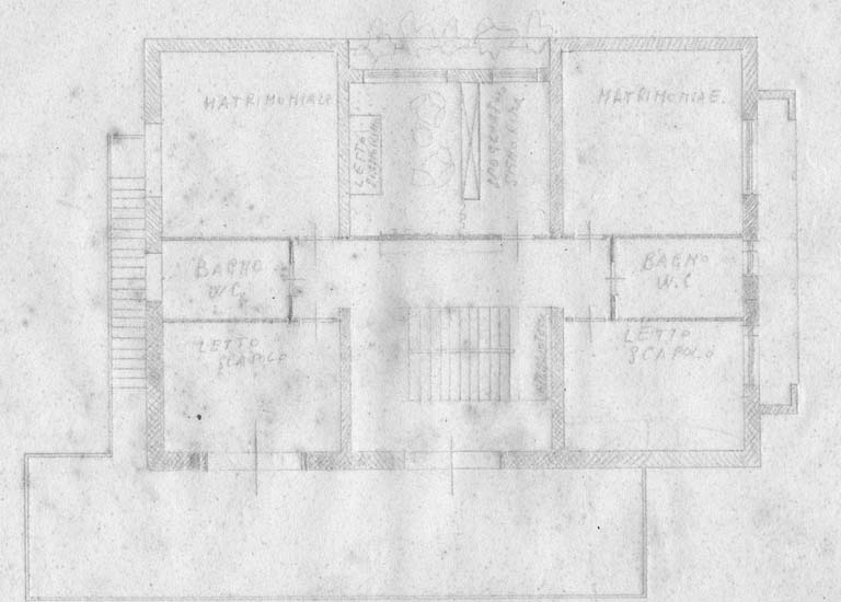 Studio del primo piano. Senza scala, s.d. Matita su carta
