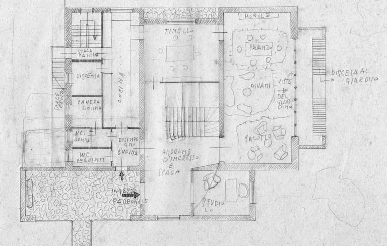 Studio del piano rialzato. Senza scala, s.d. Matita su carta