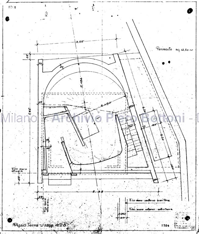 n. 47 Pianta piano terra, scala 1:20, s.d. Eliografia su carta, cm 53,3 x 44,1
