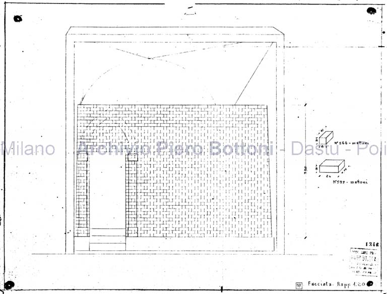n. 59 Facciata, scala 1:20, s.d. Eliografia su carta, cm 37,8 x 49,0. Sul verso: schizzo a penna