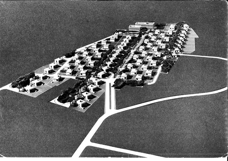 Modello dell'intero villaggio. Stampa fotografica b/n