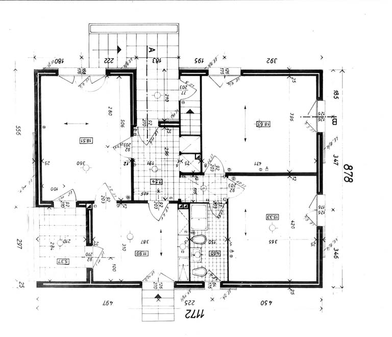 Pianta della casa tipo. Stampa fotografica b/n