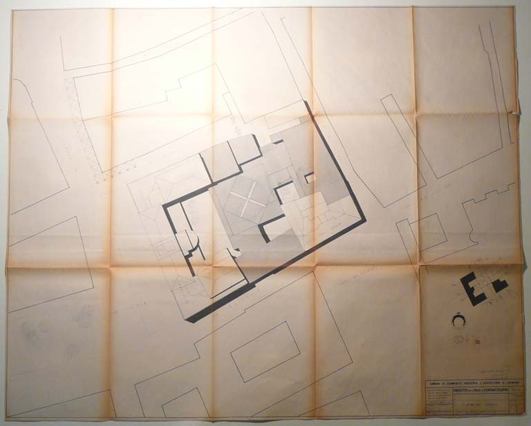 Planimetria generale. Tav.1. Scala 1:100, 26-4-1964. Copia eliografica piegata