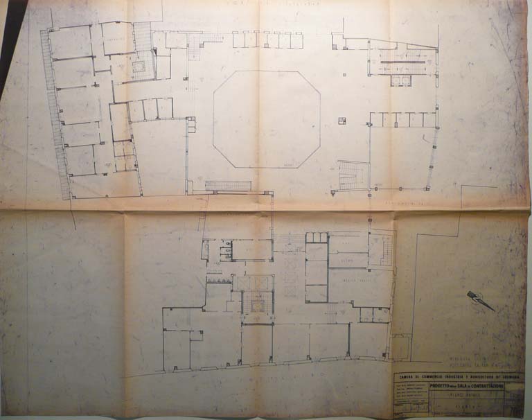Pianta primo piano. Tav. 70. Scala 1:100, s.d. Copia eliografica piegata