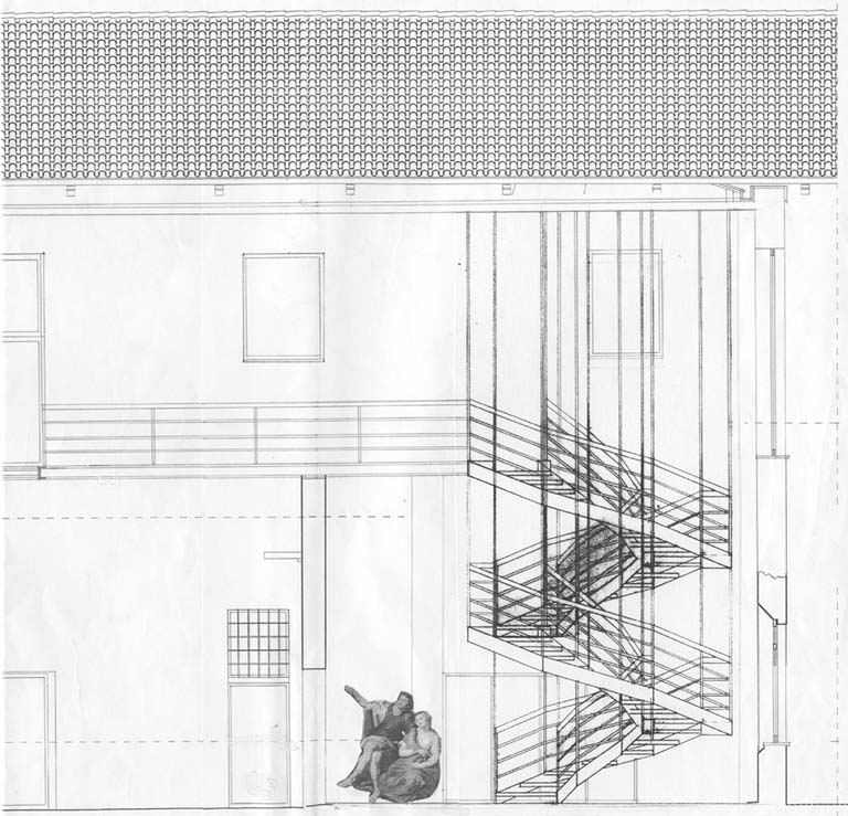 Paricolare sezione su scala metallica appesa