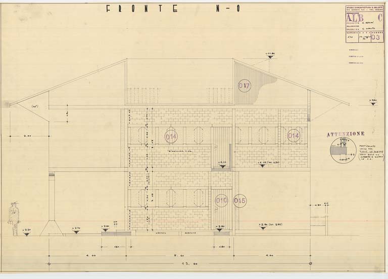 Prospetto nord-ovest, scala 1:20, maggio 1970.