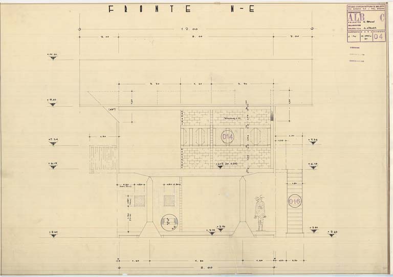 Prospetto nord-est, scala 1:20, maggio 1970.