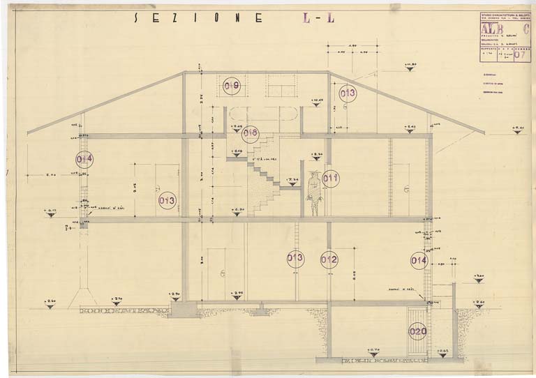 Sezione longitudinale, scala 1:20, maggio 1970.
