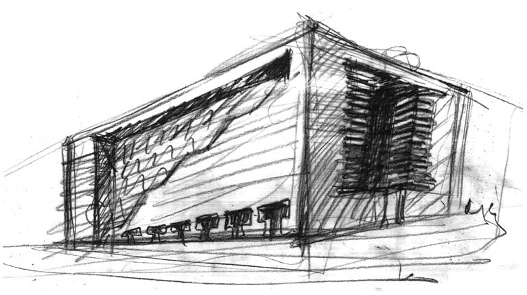Mario Botta, schizzo della biblioteca