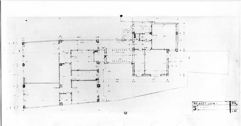 Pianta piano tipo. Scala 1:50, [29-8-1962]. Stampa fotografica b/n.