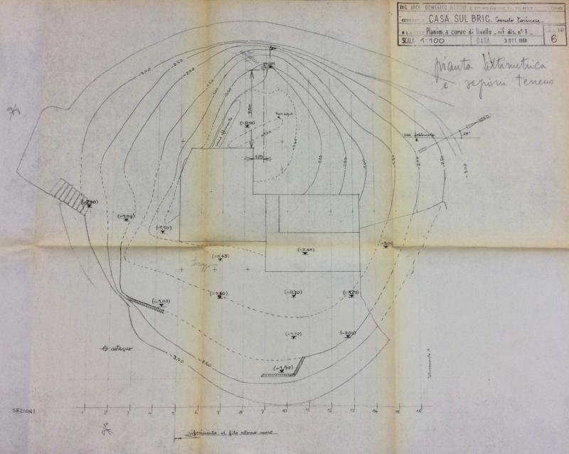 Ing. Arch. Domenico Morelli, Planimetria a curve di livello, 3 ottobre 1959