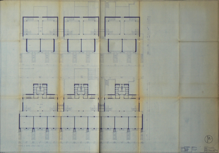 Pianta a quota +0.90/+1.80/+4.35. Scala 1:100, 4 dicembre 1968. Inchiostro di china su carta da lucido. (Archivio Gae Aulenti)