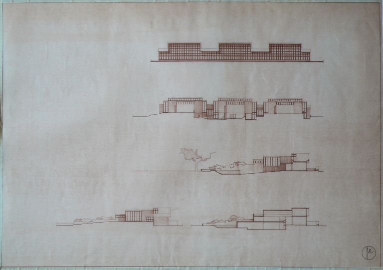 Prospetti e sezioni, s.d., senza scala. Radex. (Archivio Gae Aulenti)