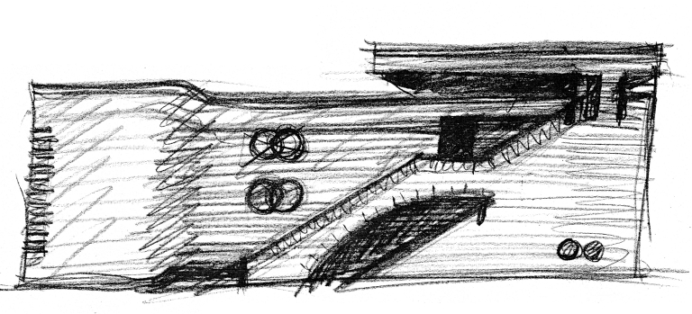 Mario Botta, schizzo del prospetto. (Archivio Mario Botta)