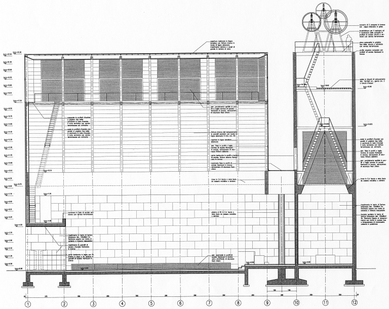 Sezione longitudinale. (Archivio fotografico Gregotti Associati)