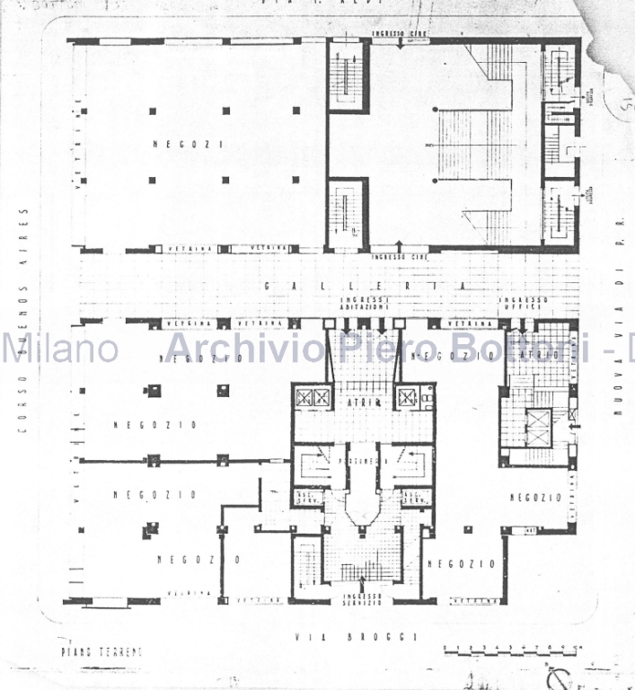 Pianta piano terreno. Scala 1:100, s.d. China su eliografia su carta