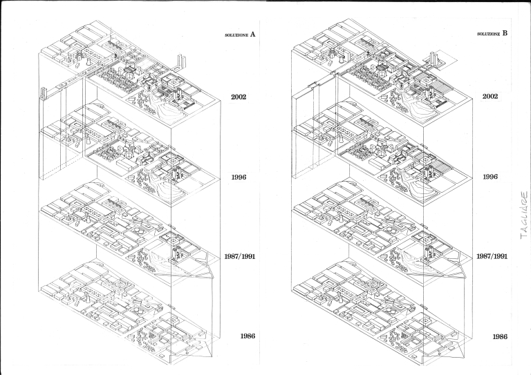 Schema planivolumetrico delle trasformazioni 1986-2002
