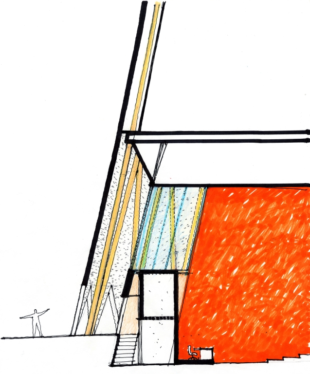 Schizzi di Michele Reginaldi ingresso e sala del consiglio