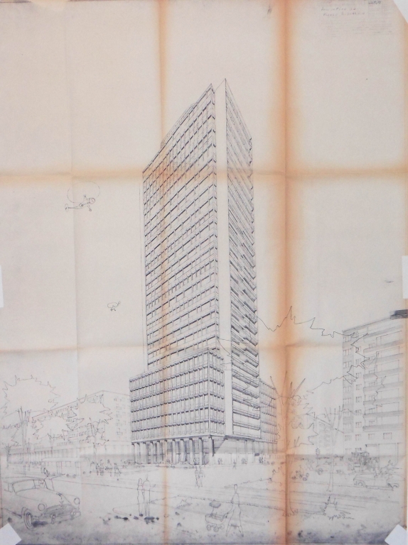 Vista prospettica da piazza Repubblica. Copia eliografica piegata