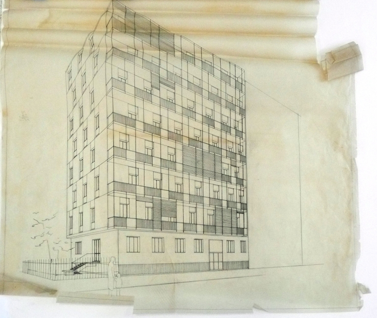 Prospettiva, s.d. Disegno tecnico a inchiostro di china su lucido