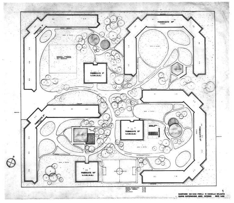 Planimetria a quota 0.00. Scala 1:200, s.d. Stampa fotografica b/n. P. 50