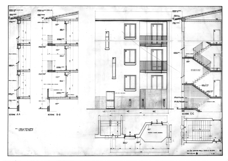 Particolari sezione. Scala 1:50, s.d. Stampa fotografica b/n. P. 50