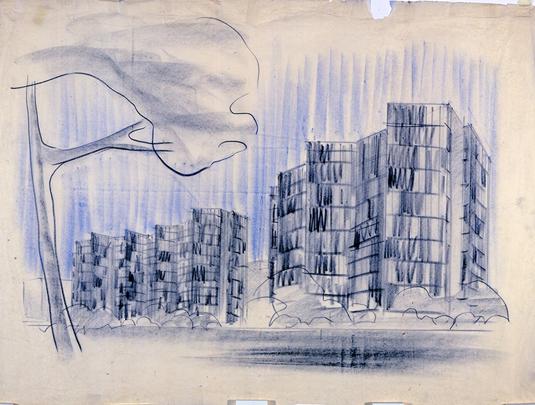 Schizzo prospettico del complesso