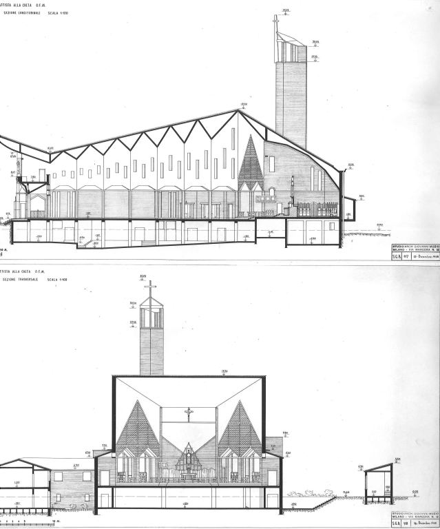 Sezioni longitudinale e trasversale. Copia xerografica impaginata su cartoncino