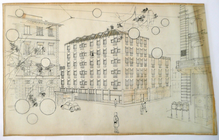 Prospettiva, s.d. Disegno tecnico a inchiostro di china su lucido