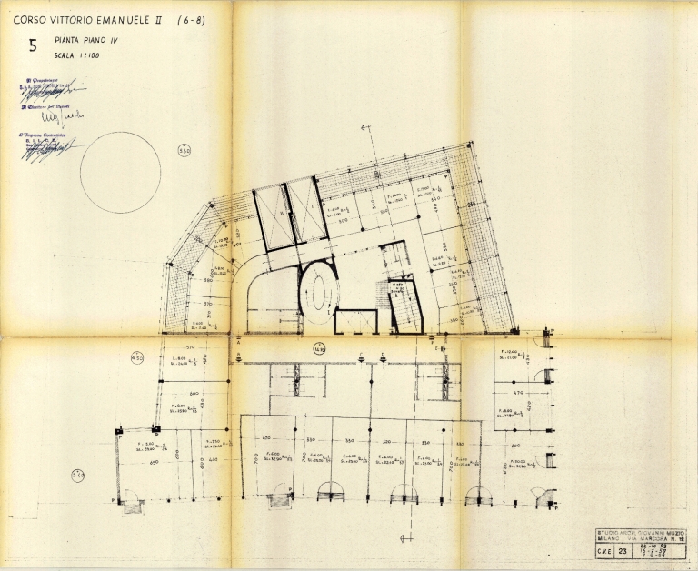 Pianta piano quarto. Scala 1:100, 1959