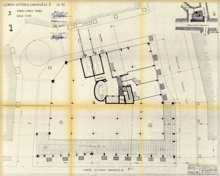 Pianta piano terra. Scala 1:100, 1959