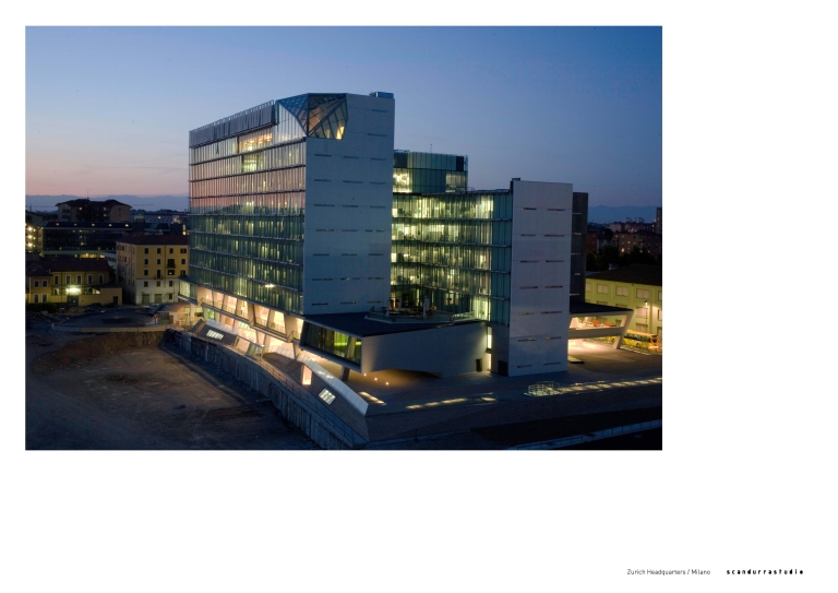 Zurich Insurance Headquarter (MAC 9), Milano. Vista notturna del cantiere