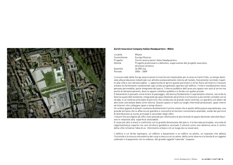 Scheda di progetto e vista aerea