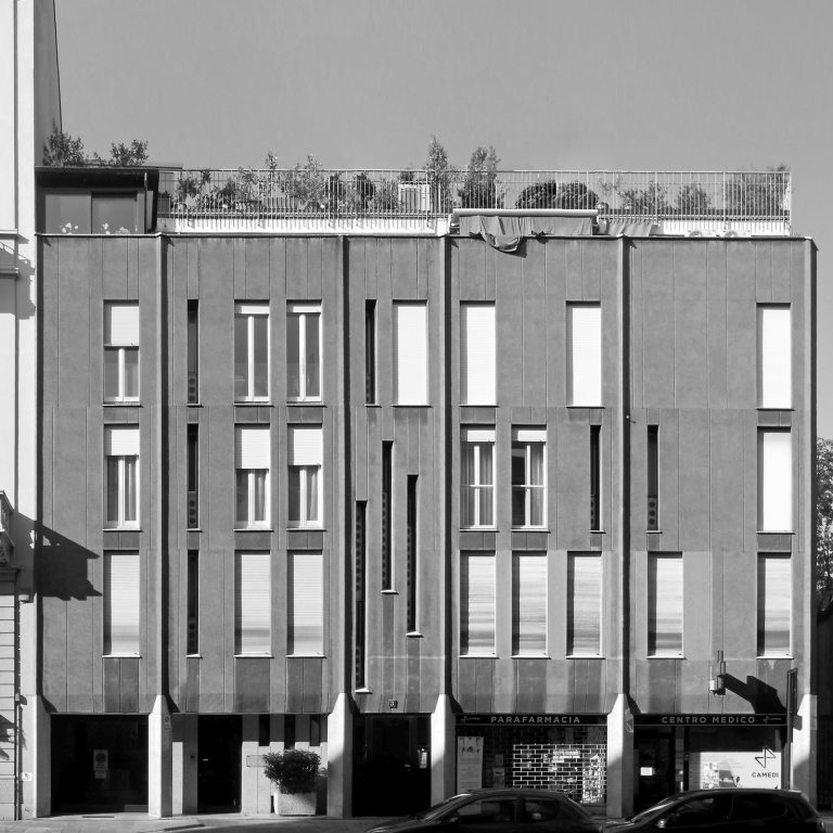 Fotopiano della facciata su via San Gregorio