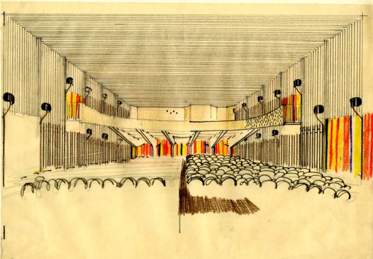 Schizzo della platea del cinema-teatro