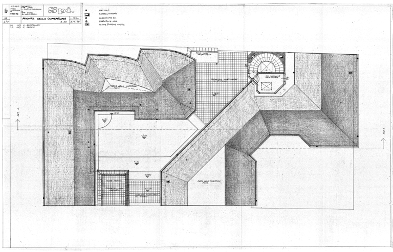 Pianta della copertura. Scala 1:50, 1968