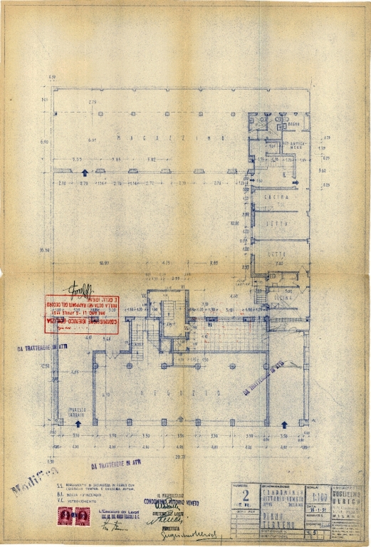 Pianta piano terra. Scala 1:100, 16 gennaio 1951