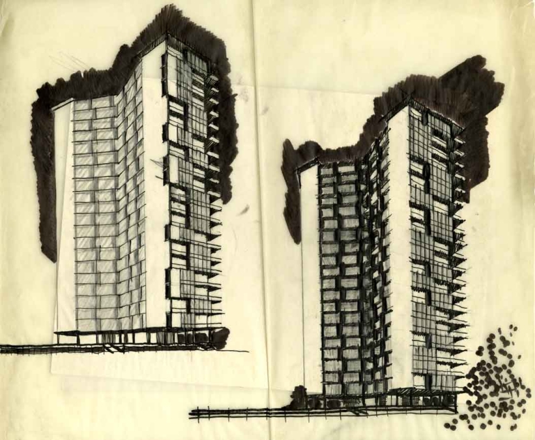 Schizzi di studio per una soluzione non realizzata