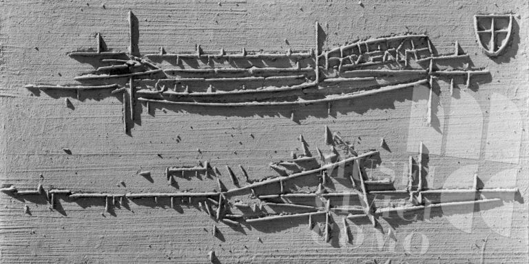 AC12F/76 - Composizione in cemento di Umberto Milani. Stampa fotografica b/n