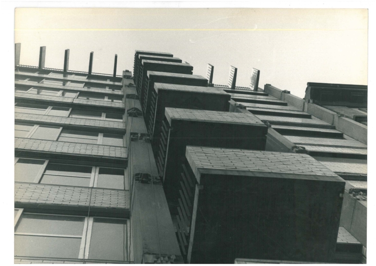 Facciata principale, particolare. Stampa fotografica b/n