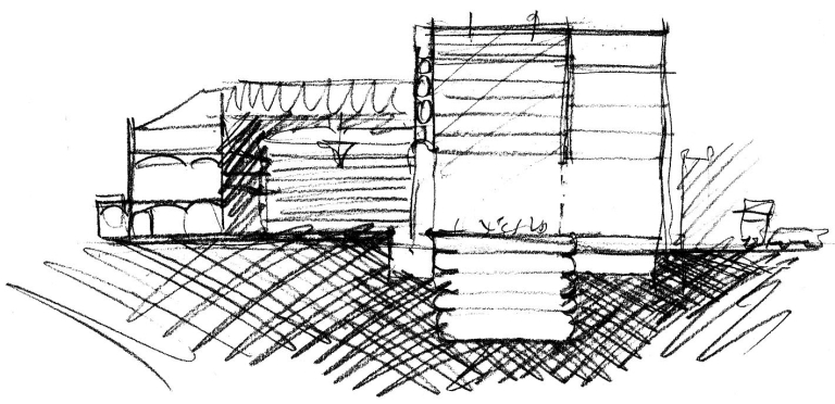 Mario Botta, schizzo della sezione