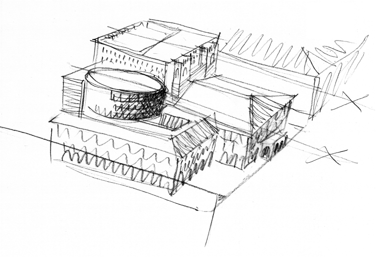 Mario Botta, schizzo assonometrico