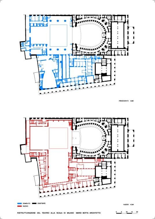 Piante a quota +2.94 progetto +3.80 demolito