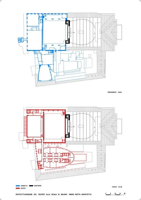 Piante a quota +21.30 progetto +22.35 demolito
