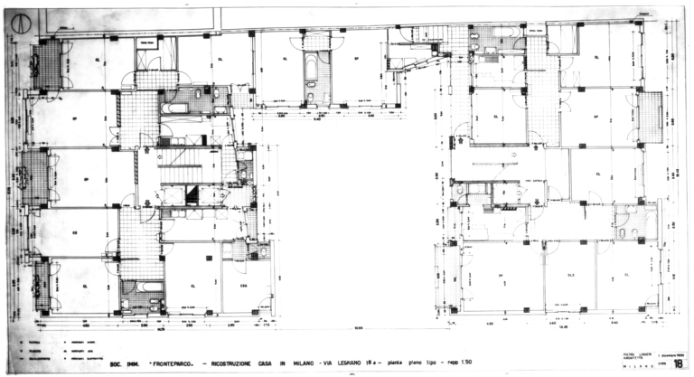 Pianta piano tipo. Scala 1:50, 1950