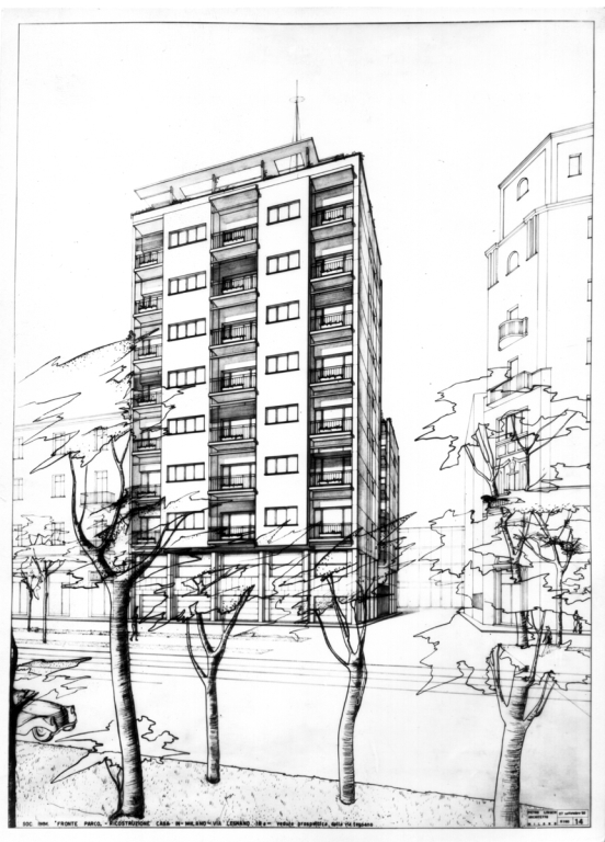 Veduta prospettica da via Legnano, 1950